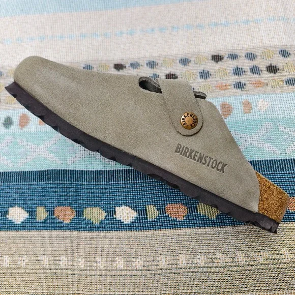 Birkenstock Taupe Boston Suede Shoes | Women's Narrow Fit - Picture 6 of 6